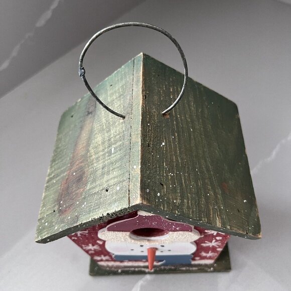 Vintage Bird House Holidays Winter Snowman Hand painted Wood Rustic Collectible - Picture 5 of 8